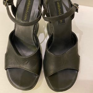 Unlisted.com black wedge sandals.